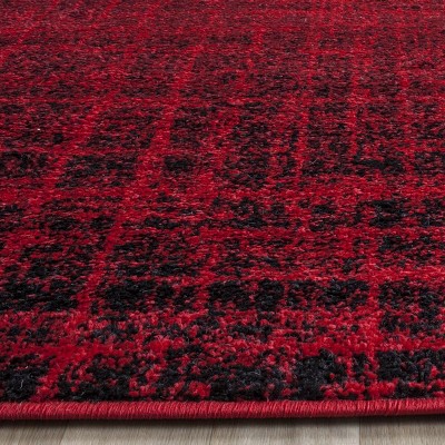 Red and Black Synthetic Rectangular Area Rug