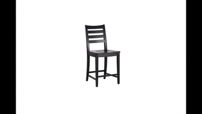 Flynn Black Solid Wood Ladder Back Counter Stools, Set of 2