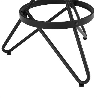 Kalen Brown Wood and Matte Black Metal Adjustable Swivel Barstool Set