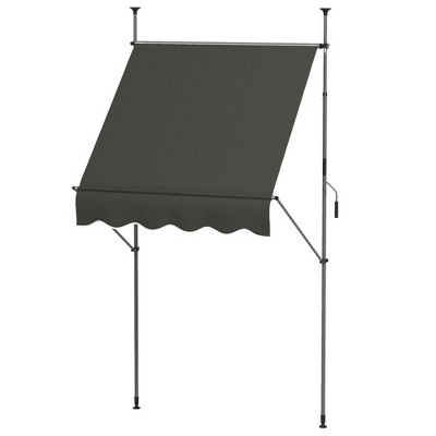 Dark Gray Aluminum Frame Retractable Patio Awning with UV Resistant Fabric