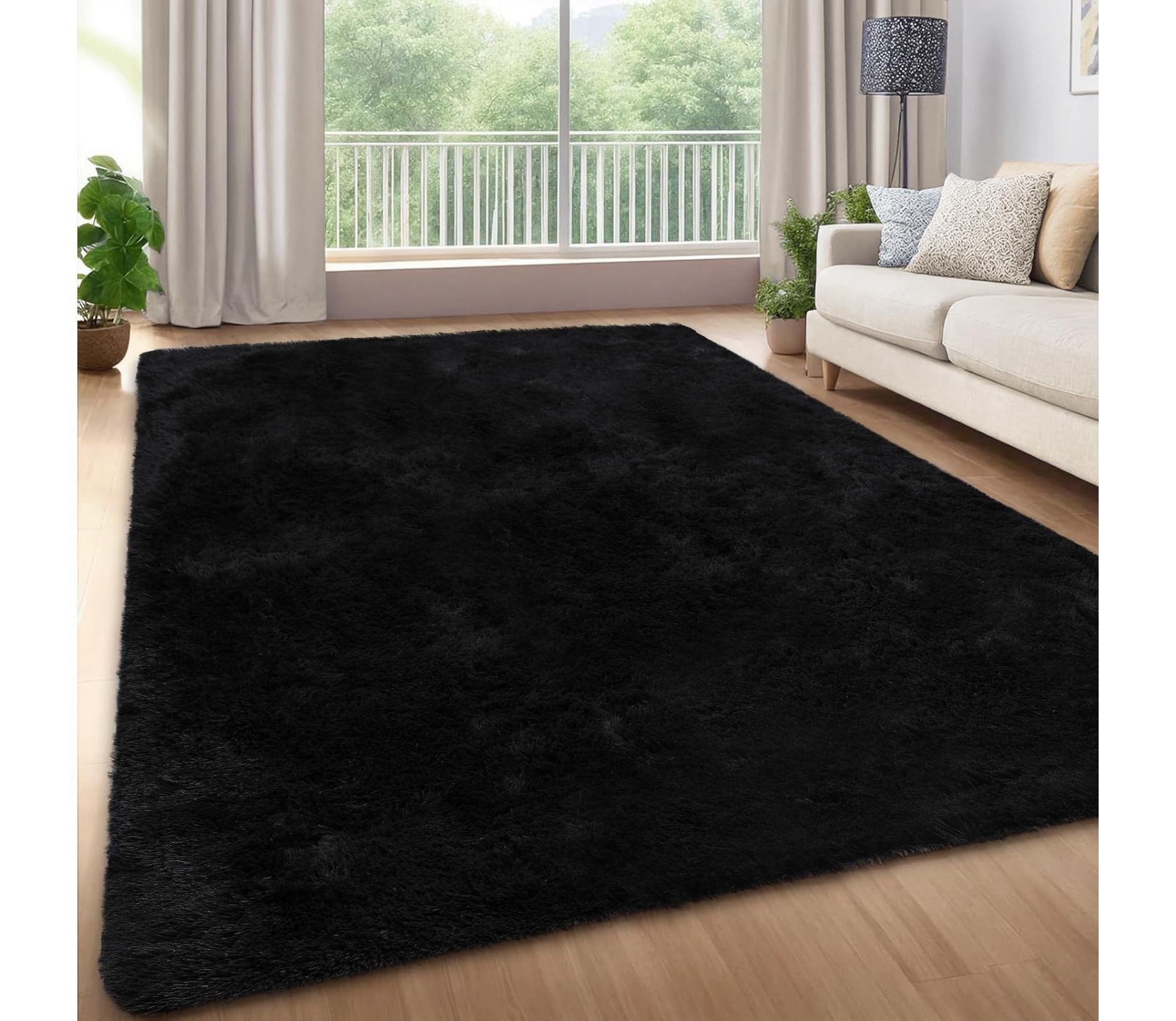 4x6 Ultra Soft Plush Carpet ¨C Navy Blue Fluffy Washable Area Rug ¨C Non-Slip Kids Room Rug Cozy Throw for Boys Girls Dorm Decor