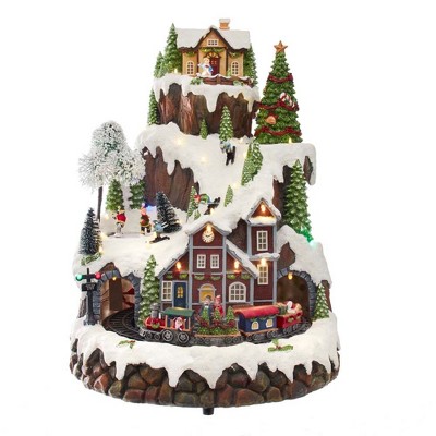 Kurt Adler 17" Musical LED Village on Mountain Table Piece