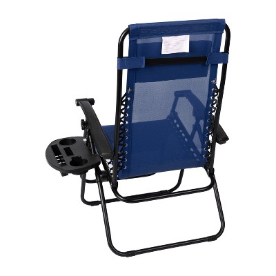 Navy Folding Mesh Zero Gravity Chair Set with Pillow and Tray