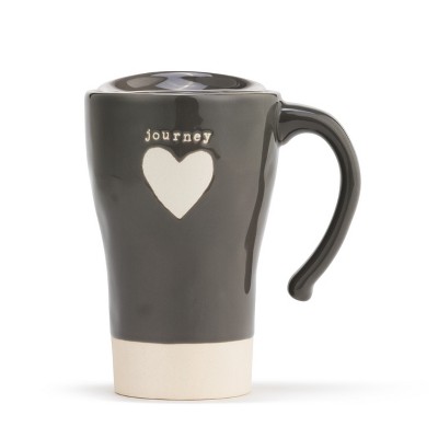 DEMDACO Journey Heart Travel Mug Gray