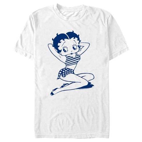 Men's Betty Boop Blue Patriotic Betty T-Shirt - White - 2X Large
