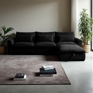 122" Corduroy Cloud L-Shaped Modular Sectional Sofa with Deep Seat & Storage Ottoman - 1 of 4