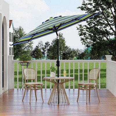 9 FT Patio Umbrella, Table Umbrella Outdoor Patio with Crank Lift & Push Button Tilt, 8 Sturdy Ribs for Yard, Deck, Pool