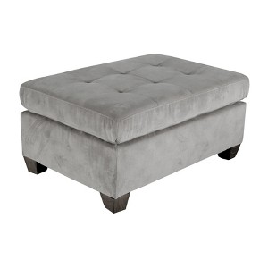 1pc Ottoman Tufted Detail Taupe Microfiber Upholstered Modern Living Room Furniture - 1 of 1