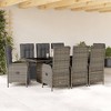 vidaXL Patio Dining Set with Cushions Outdoor Garden Furniture Poly Rattan - Gray 9 Piece - 2 of 4