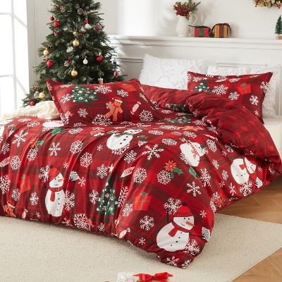 GustoWave Christmas Snowman Soft Duvet Cover and Pillow Shams Set, Bedding Set