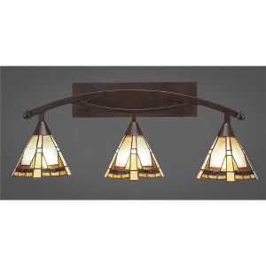 Toltec Lighting Bow 3 - Light Vanity in  Bronze with 7" Zion Art Glass Shade - 1 of 1
