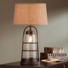 Franklin Iron Works Rustic Farmhouse Table Lamp 31" Tall with Nightlight Bronze Clear Seeded Glass Burlap Shade for Bedroom Living Room House Bedside - image 3 of 4