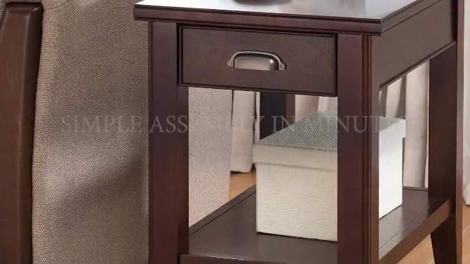 Laurent Drawer Chairside Table Chocolate Cherry Finish - Leick Home, 2 of 14, play video