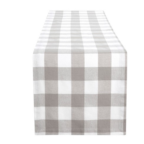 Natural Fabric Handcrafted from European Flax Solino Home 100% Pure Linen Buffalo Check Table Runner 14 x 72 Inch Black & White Plaid Table Runner