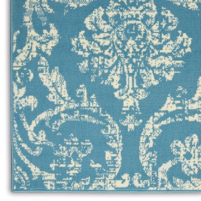 Hand-Knotted Blue Synthetic Rectangular 5' x 7' Area Rug