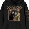 Sonny & Cher Vintage Art Long Sleeve Black Adult Hooded Sweatshirt - 2 of 3