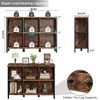 6 Cube Storage Organizer, Industrial Horizontal Bookshelf with Metal Frame, Thick wooden Low & Long bookshelf - 2 of 4
