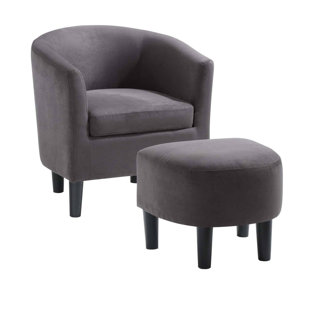 Photos - Garden Furniture Take a Seat Churchill Accent Chair with Ottoman Dark Gray Microfiber - Breighton Home: Upholstered Seating Set, Hardwood Fra