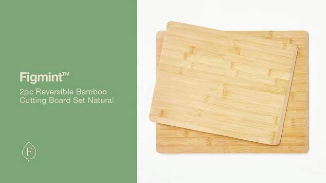 2pc Reversible Bamboo Cutting Board Set Natural - Figmint&#8482;, 2 of 6, play video