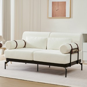 KTMBDW Loveseat Sofa, 59" Comfy Chenille Loveseat Sofa Couch with Flexible USB Ports and Cylindrical Armrests for Bedroom, Living Room - 1 of 4
