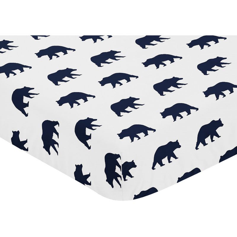 Sweet Jojo Designs Boy Baby Fitted Crib Sheet Big Bear Blue and White, 3 of 7
