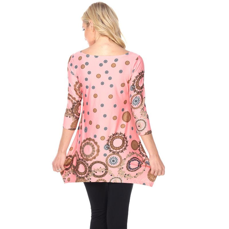 Women's 3/4 Sleeve Printed Erie Tunic Top with Pockets - White Mark, 3 of 4