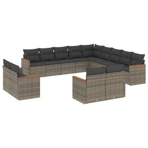 vidaXL Garden Sofa Set Grey PE rattan, powder-coated steel 13-Piece Set - 1 of 4