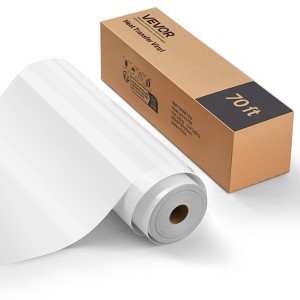 VEVOR Heat Transfer Vinyl, 12 in x 70 ft, Glossy White HTV Iron on Vinyl Roll, Easy to Cut, Strong Adhesion, Compatible with Cutting Machines, White - 1 of 4