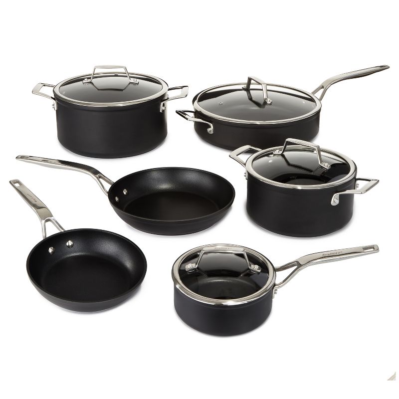 BergHOFF Essentials 10Pc Non-stick Hard Anodized Cookware Set With Glass lid, Black, 1 of 6