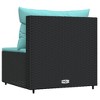 vidaXL Black Patio Middle Sofa with Water Blue Cushions - Weather Resistant PE Rattan, Powder-Coated Steel Frame, and Modern Modular Design - 4 of 4