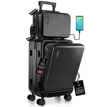 TravelArim 22" Airline Approved Hard-shell Carry On Luggage with Attachable Cosmetic Case