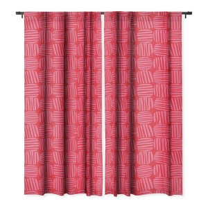 Sewzinski Striped Circle Squares Pink Set of 2 Panel Blackout Window Curtain - Deny Designs - 1 of 4