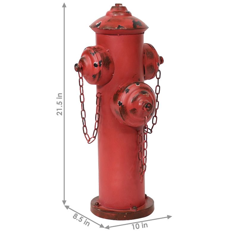 Sunnydaze Metal Fire Hydrant Outdoor Garden Statue Decor with Red Finish, 3 of 9