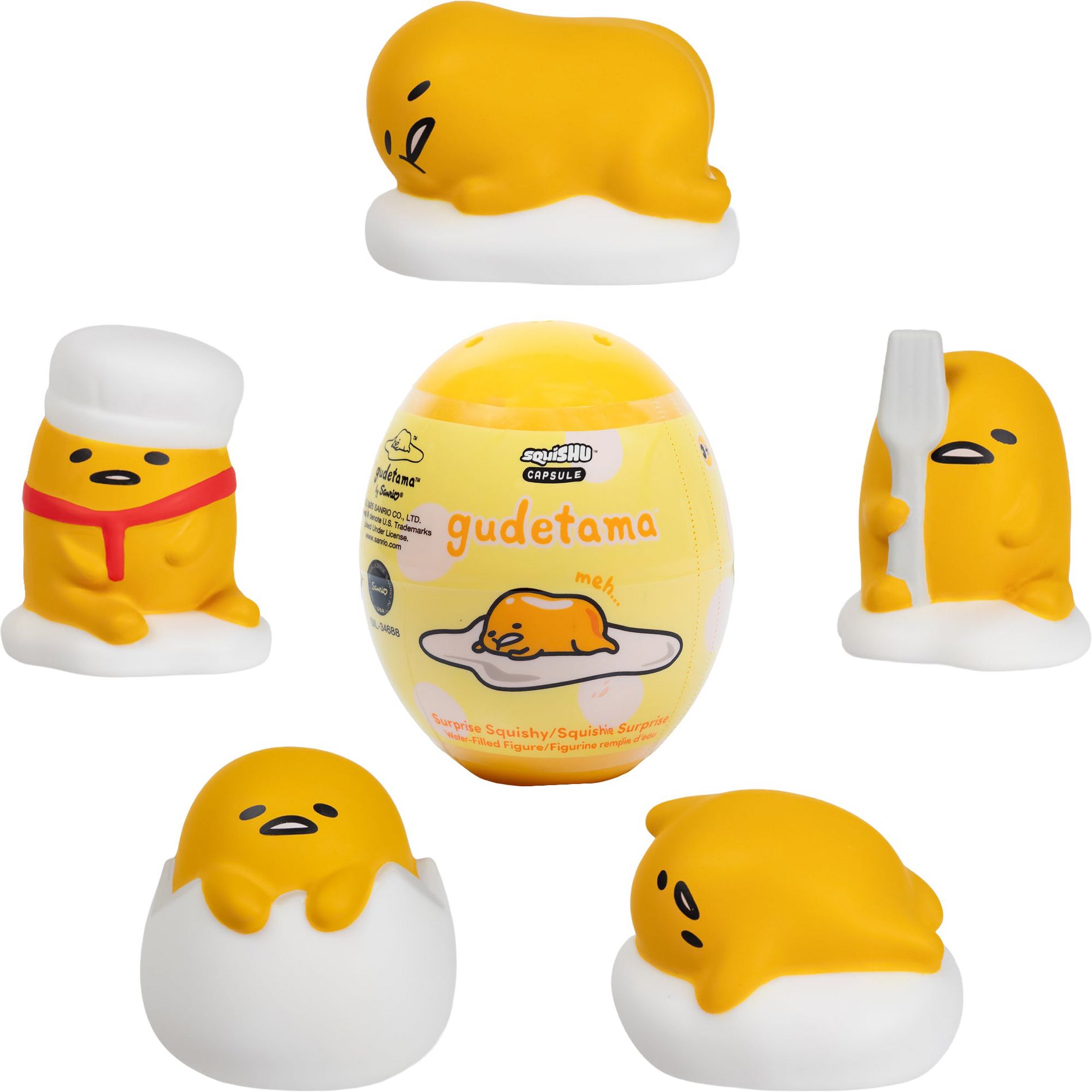 Hamee Capsule Gudetama SquiSHU Surprised Blind Toy Squishy Collectible Figurine Series 2