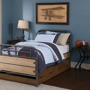 Royal Hampton Wooden Twin Size Trundle with Caster Wheels, Brown - 1 of 4
