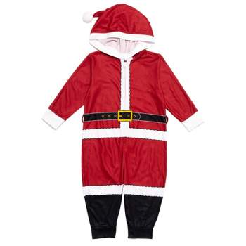 Christmas Santa Claus Little Boys Fleece Zip Up Costume Coverall Red 7-8