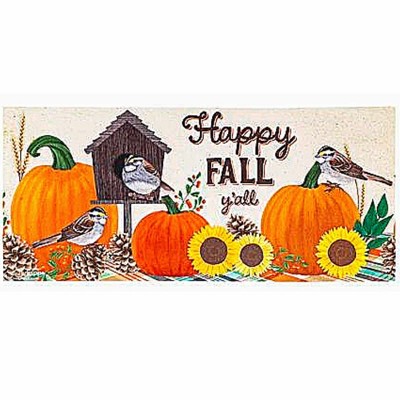 Evergreen 0.25 In Autumn Birds Sassafras Switch Mat Fall Pumpkins Sunflowers Door Mat