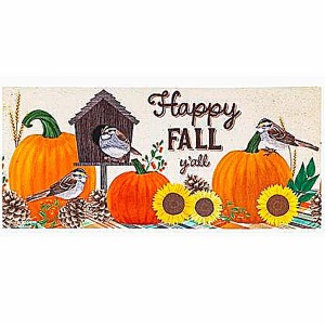 Evergreen 0.25 In Autumn Birds Sassafras Switch Mat Fall Pumpkins Sunflowers Door Mat - 1 of 3