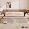 Cozy White Boucle Upholstered Platform Bed, Minimalist Design Bed with Soft Headboard, Durable Wood Frame Bed with Foam Filling-Baofuwish - 2 of 4