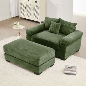 54.3" Oversized Cloud Modular Sectional Couch,Extra-Thick Armrests Good Resilience Cushions Ergonomic Design Premium Soft Corduroy Fabric - 1 of 4