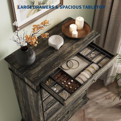 Garvee Farmhouse Tall Dresser,50" 7-Drawer Wooden Chest with Jewelry Storage for Bedroom, Living Room & Hallway