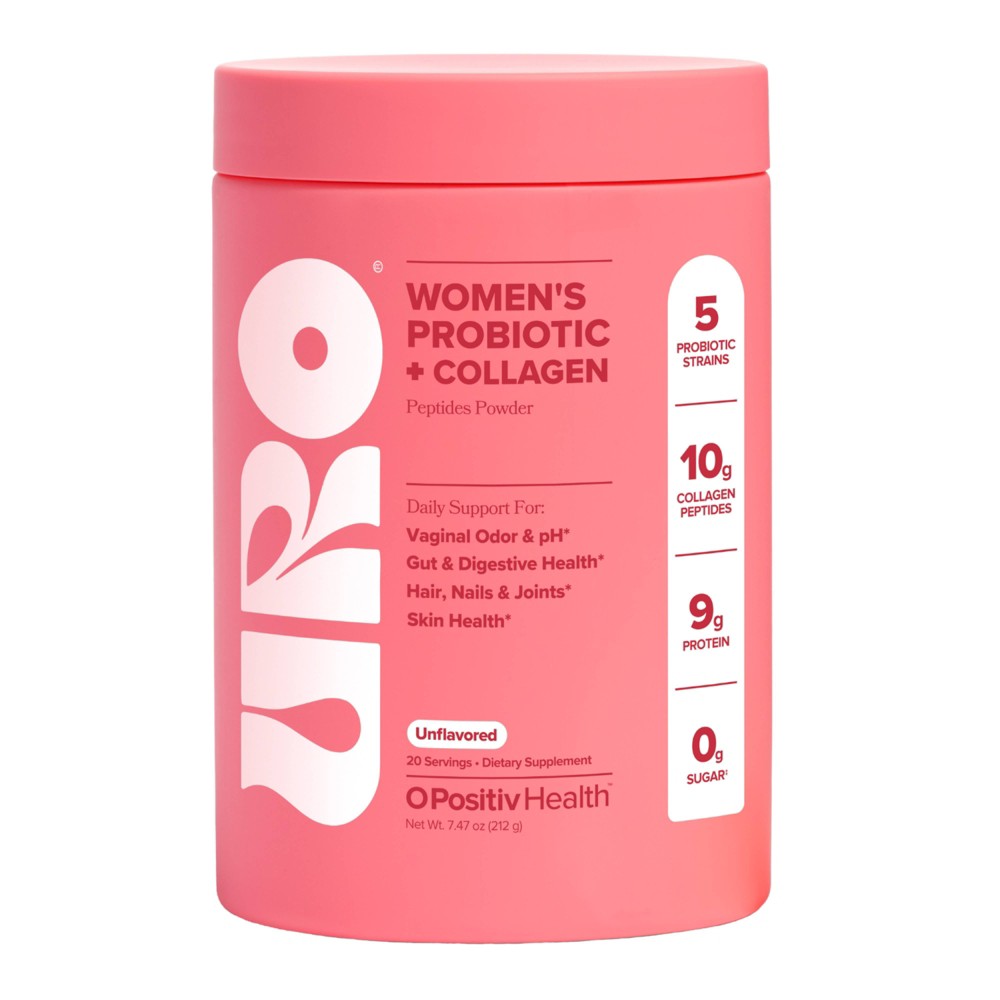 O Positiv URO Women’s Probiotic + Collagen Peptides Powder for Vaginal, Skin & Gut Health - 7.47oz