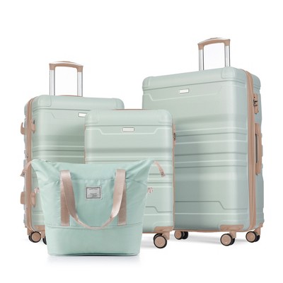 Luggage Sets of 4 Pieces, 20" 24" 28" Expandable Suitcase with Travel Bag, Carry On Luggage Suitcase Set with 360 Degree Spinner Wheels for Travel