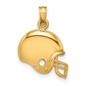 Black Bow Jewelry 14k Yellow Gold Polished Football Helmet Pendant, 15mm - 1 of 4