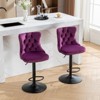 VYNXARIA Swivel Velvet Barstools Adjusatble Seat Height from 25-33 Inch,17.7 inch base, Modern Upholstered Bar Stools,Purple,Set of 2 - 2 of 4