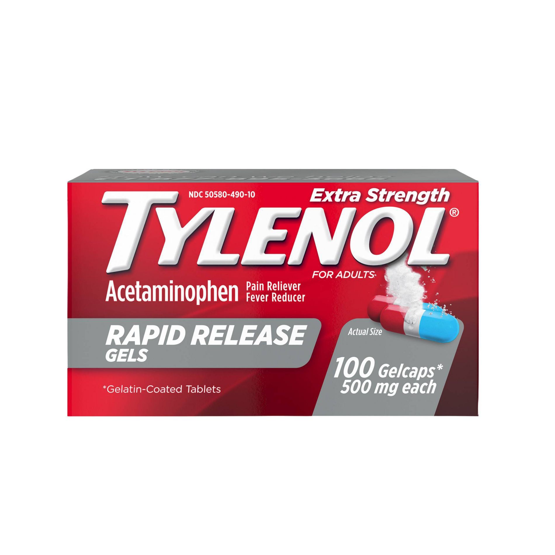 Tylenol Extra Strength Rapid Release Pain Reliever & Fever Reducer Gelcaps - Acetaminophen - 100ct