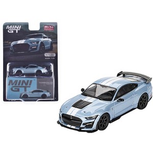 Ford Mustang Shelby GT500 "Heritage Edition" Light Blue Metallic with White Limited Edition 1/64 Die Cast Model Car by Mini GT - 1 of 3