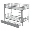 KTMBDW Twin Over Twin Convertible Bunk Bed with 2 Storage Drawers, Metal Bunk Bed Can be Divided Into Two Daybeds, Gray - 4 of 4