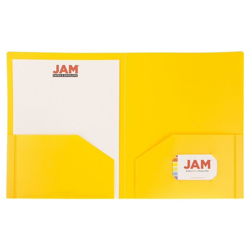 JAM 6pk 2 Pocket Heavy Duty Plastic Folders - Yellow, 4 of 11