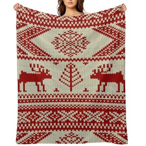 Christmas Deer And Snowflakes Christmas Throw Blanket Soft Fleece Christmas Blanket Cozy Flannel Throw for Couch Bed 30x40 inches - 1 of 1